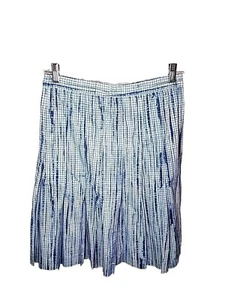 Falda midi plisada a cuadros azul blanco Tory Burch hasta la rodilla talla 4 - Imagen 1 de 5