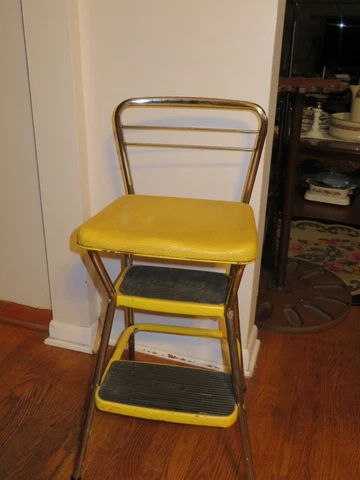 MCM COSCO  Stylaire Chair and Step Stool Folding Seat Yellow Cover