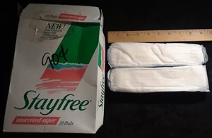 1980's Stayfree Super Maxi Pads Lot Of 2 Individual Pads - SUPER THICK MAXI PADS - Picture 1 of 4