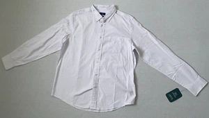 George Classic Fit Solid White Long Sleeve Dress Shirt Men's L 42-44 Cotton - Picture 1 of 8