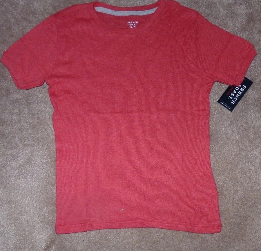 NUEVO FRENCH TOAST Acanalado S/S Manga Corta Camisa Roja Niños Jóvenes 10 12 Nuevo con Etiquetas Foto 1 de 1