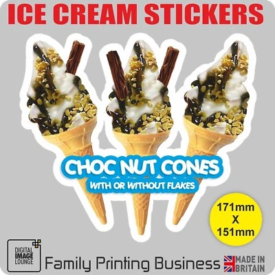 DIGITAL IMAGE LOUNGE ICE CREAM Stickers - Cones - Tubs - Sundaes - Soft Drinks - CHOC NUT CONE SINGLE