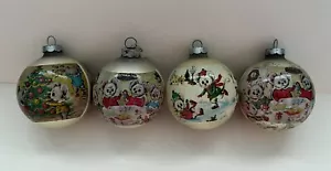 Set 4 Vintage Corning Glass Works Mouse Family Christmas Ornaments 2 5/8" Ball - Picture 1 of 8