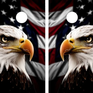 WATERPROOF & FADEPROOF Cornhole Board Wraps  / USA Bald Eagle - Picture 1 of 3