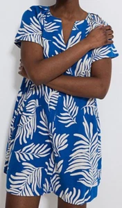 New George  Linen Blend summer ⛱️BEACH/POOL 😎🔵tropical/Blue🔵 Size 14 RRP £18 - Picture 1 of 5