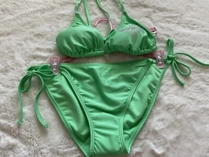 Juicy Couture Butterfly Rhinestone Bikini Set Ladies Women’s Sz M Green Mint - Imagen 1 de 11