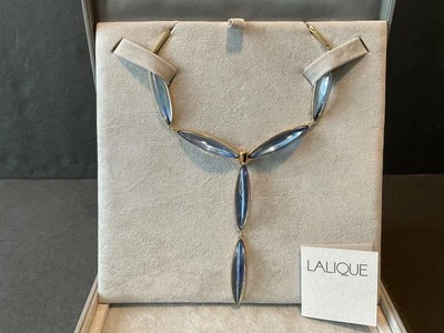 Lalique Necklace Crystal Pendant  Eclat blue collar extension SIGNED NEW In Box - Image 1 of 4