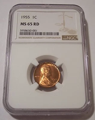 1955 Lincoln Wheat Cent MS65 RED NGC - Image 1 of 4
