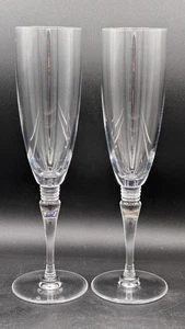 Pair (2) Saint Louis Grand Lieu Clear Champagne Crystal Glasses, Vintage - Picture 1 of 6