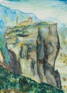 Monasterio de Metéora en Tesalia, hacia 1996, Aq. Moderno Desconocido (Siglo XX) - Imagen 1 de 8