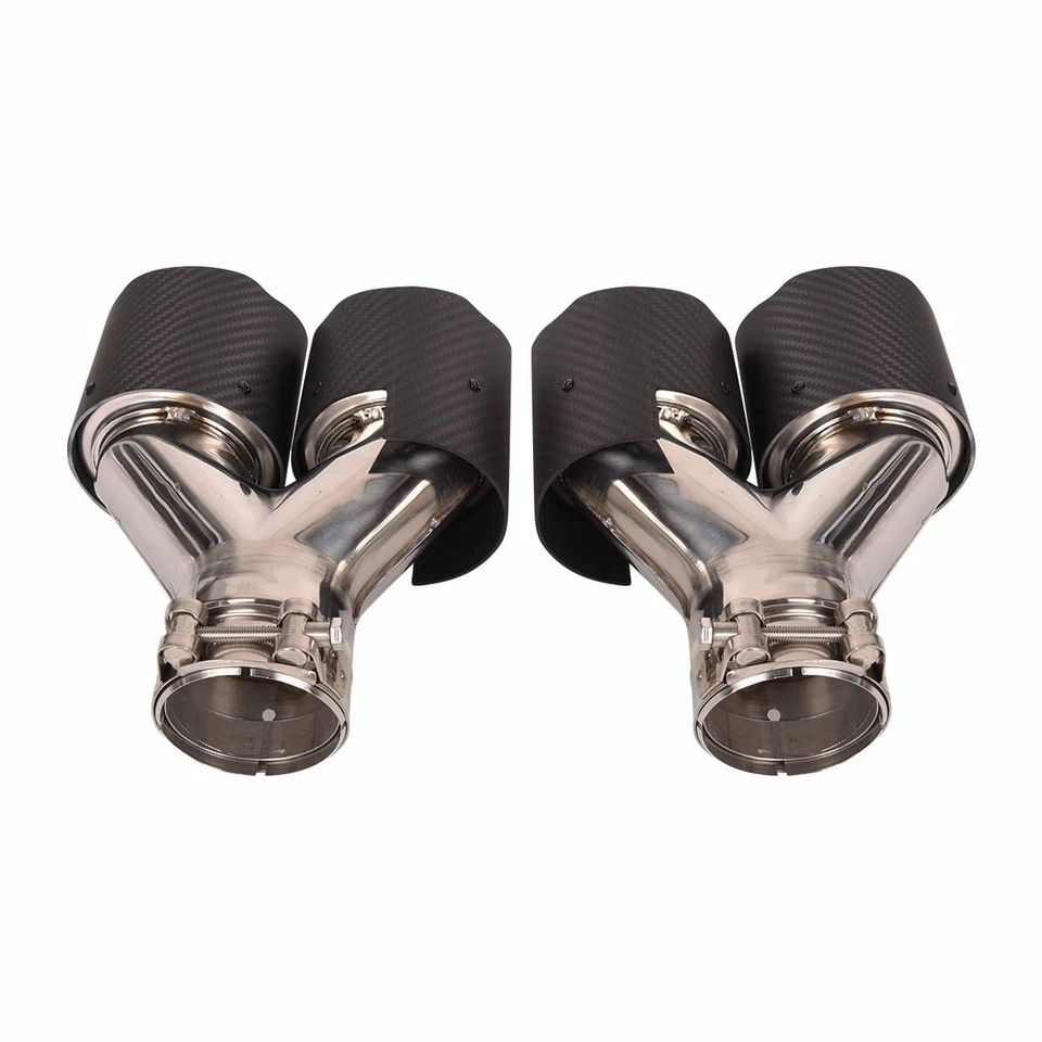 63mm Entrada 89mm Salida Universal Doble Tubo de Escape Trasero Silenciador Punta Fibra de Carbono Foto 1 de 4