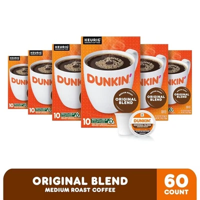 Dunkin' Original Blend Medium Roast Coffee 60 Keurig K-Cup Pods *FRESH NEW*