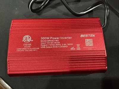 BESTEK 300W Car Power Inverter DC 12V to 110V AC Model MRI3011BU - Image 1 of 4