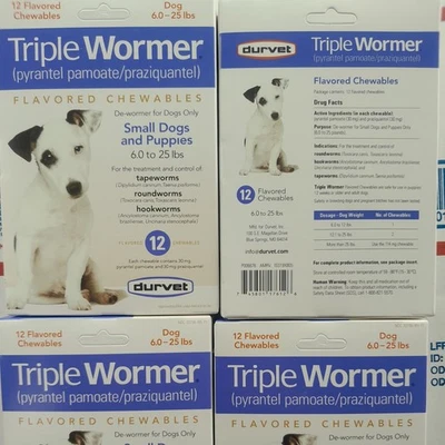 DURVET 12 flavored - chewables Triple Wormer Tablets for Small Dogs & Puppies - Image 1 of 4
