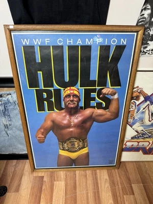 Póster de campeón de la WWF 1989 Hulk Hogan “Hulk Rules” 24”x36” original impecable Foto 1 de 4