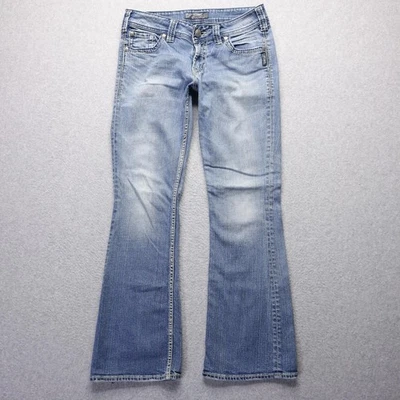 Silver Jeans Suki Surplus Womens 29x32 Blue Bootcut Denim Distressed Western - Image 1 of 4