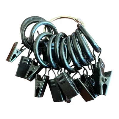 Metal Shower Curtain Pole Rod Voile Ring Hooks Hanging W/ Clips 12 (No Pole) - Image 1 of 2