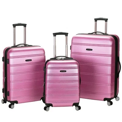 Rockland Melbourne Expandable Abs Dual Wheel Spinner Luggage Pink 3 Piece - Image 1 of 4