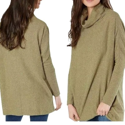 FREE PEOPLE Kitty Thermal Knit Tunic Sweater Women XL Army Green Boho Everyday  - Image 1 of 4