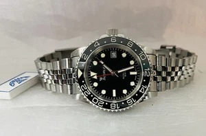Squale 1545 30 Atmos Black GMT Ceramica Watch 40mm Jubilee - COMPLETE SET - Picture 1 of 9