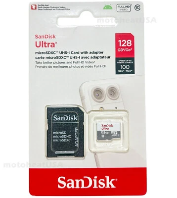 Tarjeta SanDisk 128 GB micro SD SDXC 100 MB/s Ultra 128G Clase 10 UHS-1 Video Full HD Foto 1 de 4