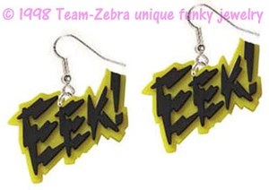 Funky Novelty EEK! EARRINGS Teacher Horror Movie Theme Halloween Costume Jewelry - Picture 1 of 1