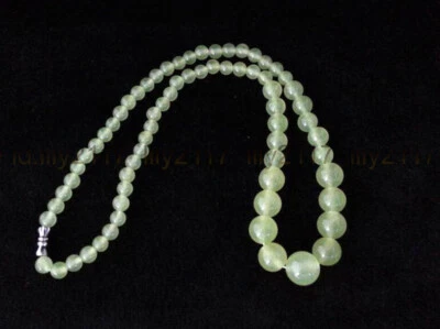 Collar de piedras preciosas de cuentas redondas de prehnita verde claro natural de 6-14 mm de 17 pulgadas Foto 1 de 3