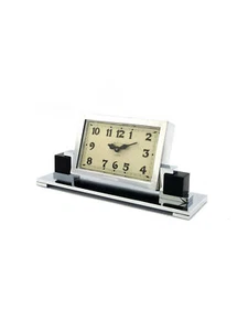 Waltham Seck clock 8 days chrome art deco - Picture 1 of 8