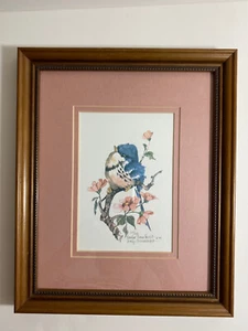 Vtg Framed Carolyn Shores Wright Blue Bird Watercolor Print Signed, # & Dated - Picture 1 of 11