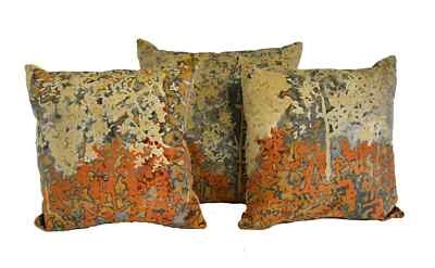 Zoffany - Belvoir - Blue / Amber - Abstract Ombré Forest Velvet Cushion Cover - Image 1 of 3