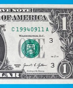 1994 September 11 : C 19940911 A BIRTHDAY Note $1 One Dollar Bill *UNC* - Picture 1 of 3