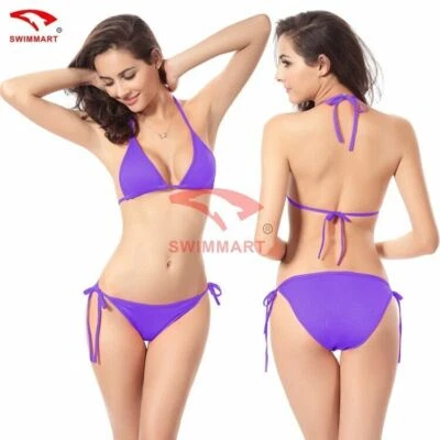 Conjunto de biquíni feminino sexy minúsculo roupa de banho feminina triângulo mar push up maiô praia - Imagem 1 de 4