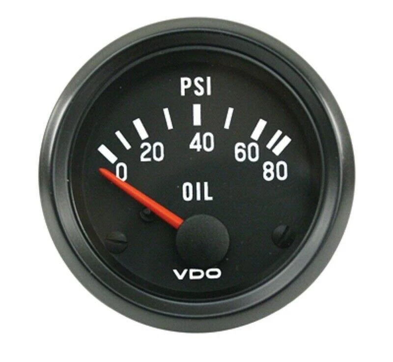 VDO Cockpit Oil Pressure Gauge 80PSI 52mm Black Porsche VW Beetle Buggy/Baja - Image 1 of 1