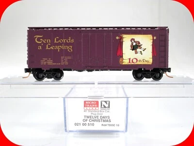 N Scale **TEN LORDS LEAPING** 12 Days Christmas Box Car -- Micro Trains 02100510 - Image 1 of 4