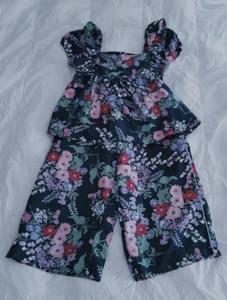 Janie and Jack Girls Navy Floral 2-Piece Outfit - Size 8 - Picture 1 of 11