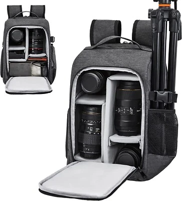 Mochila grande para cámara DSLR/SLR gris oscuro 12x6x17"" bolsas trípode almacenamiento universal Foto 1 de 4
