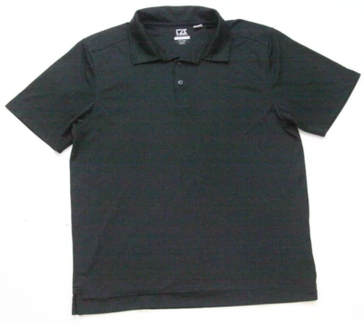 Small Cutter & Buck Black Solid Man's Polo Shirt Top Short Sleeve Polyester UU5 - Image 1 of 4