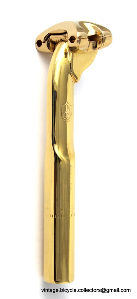 Tija de sillín Campagnolo AERO chapada en oro 26,8 bicicleta de carreras vintage de lujo hecha en Italia Foto 1 de 4