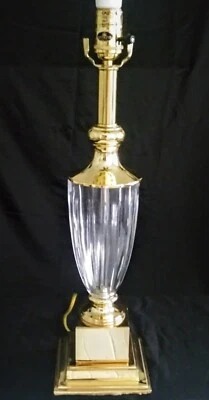 LÁMPARA DE MESA QUOIZEL Latón Cristal Vidrio HOLLYWOOD REGENCY Foto 1 de 4