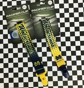 1 Michigan Wolverines Baby Boy Girl Pacifier Paci Clip Holder Leash Maize C14-22 - Picture 1 of 3