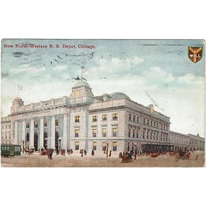 Chicago, IL Illinois, nuevo Northwestern R.R. Postal vintage de estación de tren de depósito - Imagen 1 de 2