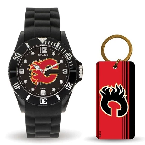 NHL Calgary Flames Mens Watch and Key Ring Gift Set Style GC5003 $75.90 Cover