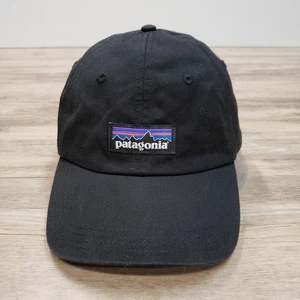 Patagonia Hat Cap Strap Back Black Canvas Embroidered Patch Mens Outdoor Hiking - Picture 1 of 6