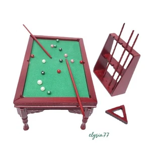 1/12 Scale Dollhouse Furniture Miniature Billiard Table Cue Holder Pool Ball Set - Picture 1 of 2