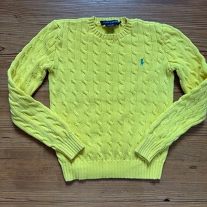 Ralph Lauren Amarillo Verde Azulado Pony Cable Tejido Crew Suéter TALLA S - Imagen 1 de 4