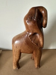 vintage hand carved wooden elephant statue Solid Wood 11” - Picture 1 of 9
