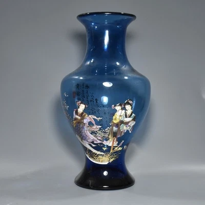 Glass Burnt Blue Beauty Vase - Image 1 of 4