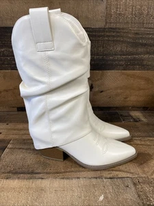 Indigo Rd. Anyla Women's Foldover Cowboy Mid Calf Fashion Boot Ivory Size 5M - Picture 1 of 9