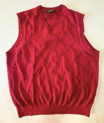 Colete de férias masculino Bobby Jones vermelho leve grande L seda cashmere diamante - Imagem 1 de 4