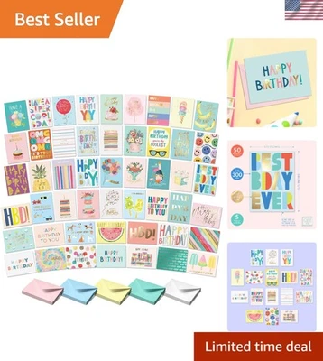 Elegante juego de 50 tarjetas de cumpleaños surtidas - con sobres y caja lista para regalo Foto 1 de 4